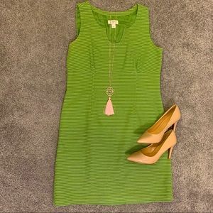 Ann Taylor LOFT Green/Cream Sheath Dress
